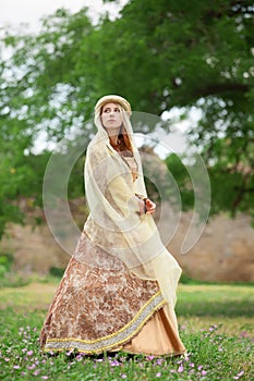 Madieval lady at outdoor.