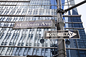 Madison avenue street sign, NYC, USA