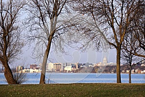 Madison downtown seen accros Lake Monona photo