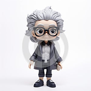 Madison Vinyl Toy With Grey Hair And Black Glasses In Pop Kei Style