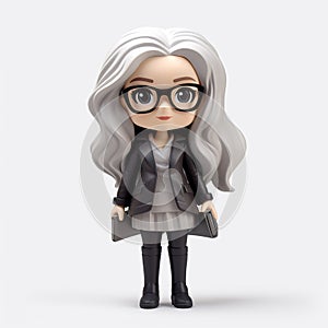 Madison Vinyl Toy: Stylistic Manga Lady With Grey Hair