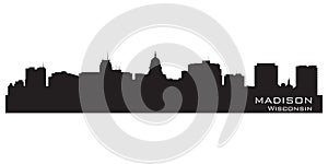 Madison, Wisconsin city skyline. Detailed city silhouette.