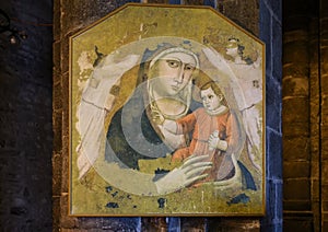 Madonna and child painting, Church of Santa Margherita d`Antiochia in Vernazza, Liguria, Italy