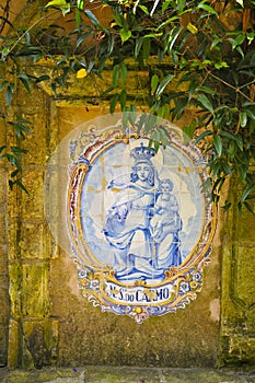 Madonna and child tile mural, Carmel Mission