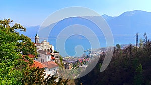 Madonna del Sasso Sanctuary against the Lake Maggiore, Orselina, Switzerland