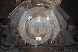 Abandoned collapsed church photo