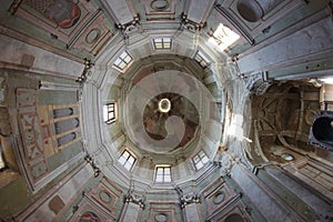 Abandoned rural baroque church ceiling photo