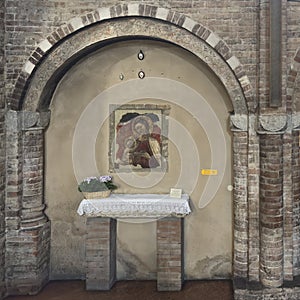 Madonna of Heaven fresco by Michele di Matteo in the Church of the Crucifix in the Basilica of Saint Stephen. photo