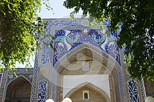 Madrasah Nodir Divan-Begi in the Lyabi-Khauz ensemble in Bukhara in Uzbekistan