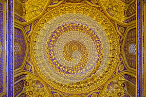 Madrasah Tilla-Kari inside on Registan square, Samarkand