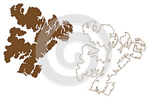 Madre de Dios island Republic of Chile, South and Latin America map vector illustration, scribble sketch Madre de Dios map