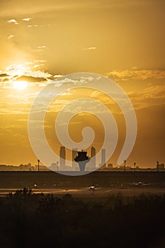 Madrid Barajas Airport and city skyline photo