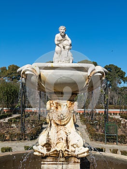 Madrid, capital city of Spain. Rose garden rosarium in Retiro