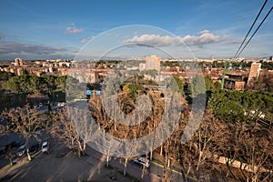 Madrid cityscape aerial view from casa de campo.