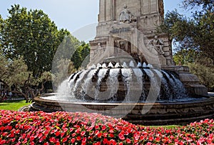 Madrid - fountain and Cervantes Monument