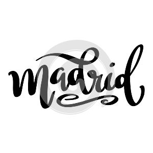 Madrid. Lettering phrase isolated on white