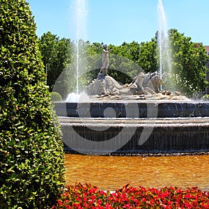 Madrid Neptuno fountain in Paseo de la Castellana photo