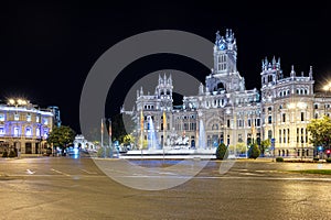 Madrid night picture in which we can see Cibeles square