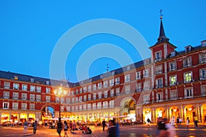 Madrid Plaza Mayor typical square in Spain photo