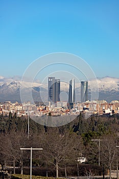 Madrid. Pollution. Contamination. Views of the city of Madrid with a gray and brown layer of pollution beret over the city.