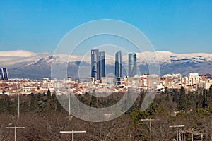 Madrid. Pollution. Contamination. Views of the city of Madrid with a gray and brown layer of pollution beret over the city.