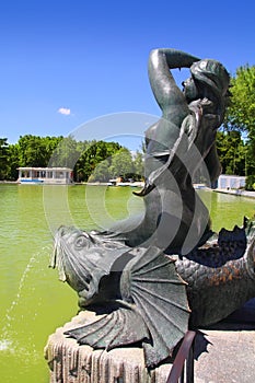 Madrid Sirena sobre Pez mermaid statue in Retiro photo
