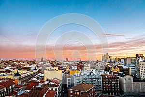 Madrid skyline at dusk