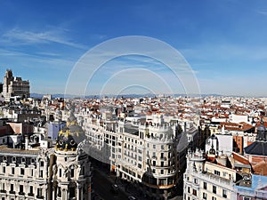 Madrid Skyline with mountains photo