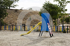 Madrid,Spain. 1 September, 2020- Children`s play park of an empty parks