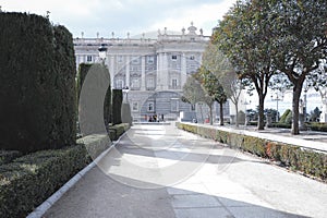 Madrid, Spain, Architecture, sunny day, winter, Europe, Royal Palace of Madrid, Campo del Moro