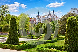 Madrid, Spain. The Buen Retiro Park. Botanical garden, park palace