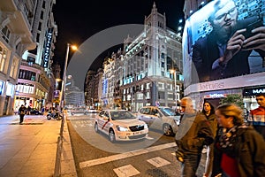 Nightlife in the streets of downtown Madrid