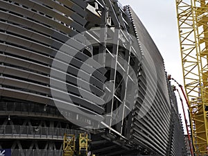 MADRID, SPAIN - DECEMBER 16, 2022: Renovation works in the Santiago Bernabeu stadium, Real Madrid home football stadium