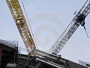 MADRID, SPAIN - DECEMBER 16, 2022: Renovation works in the Santiago Bernabeu stadium, Real Madrid home football stadium