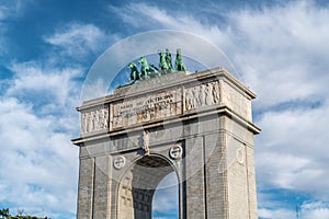 Arco de la Victoria triumphal arch to commemorate 1936 victory of Bando Nacional troops against Republicans in Spanish Civil War photo