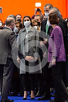 Madrid, Spain- January 19,2022: The King and Queen of Spain, Don Felipe and DoÃÂ±a Leticia inaugurate FITUR