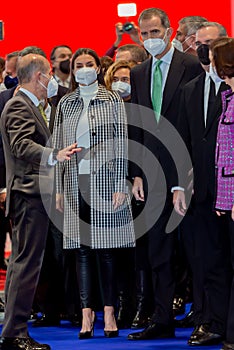 Madrid, Spain- January 19,2022: The King and Queen of Spain, Don Felipe and DoÃÂ±a Leticia inaugurate FITUR