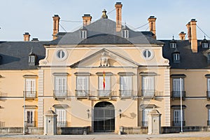 Main entrance of Royal Palace El Pardo. Madrid, Spain photo