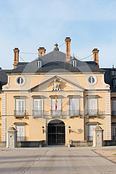 Main entrance of Royal Palace El Pardo. Madrid, Spain photo