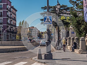 MADRID, SPAIN - MARCH, 2017: An ordinary street near El Retiro park.