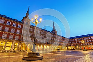 Madrid Spain night at Plaza Mayor