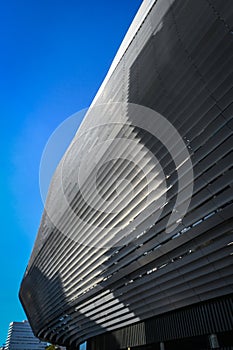 MADRID, SPAIN - NOVEMBER 16, 2023:: Exterior of the Santiago Bernabeu, soccer stadium of Real Madrid