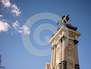Madrid. Spain November 19, 2022: Statue of Alfonso XII in the Retiro park