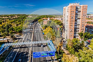 MADRID, SPAIN - OCTOBER 25, 2017: Autopista de Circunvalacion M-30 freeway in Madri photo