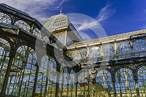 Madrid, Spain Palacio de Cristal iron framework external view de