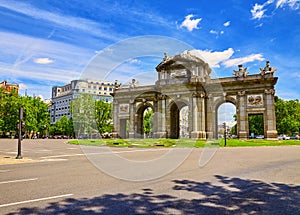 Madrid, Spain. Puerta-de-Alcala gate at Independance Square
