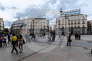 Puerta del Sol is the main square in Madrid and point zero in Spain