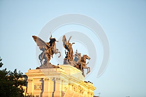 Madrid Spain, sculpture on top of the train station