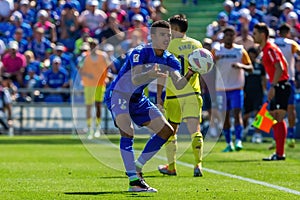 Madrid, Spain September 30, 2023: League match between Getafe F. C and Villareal. Football players.