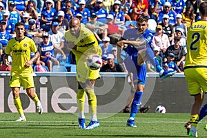 Madrid, Spain September 30, 2023: League match between Getafe F. C and Villareal. Football players.